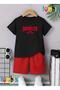 Red Brooklyn Text Printed T-Shirt Shorts Summer Children's Set