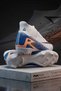 Men's Football Boots-Sock-Style Football Boots for Astroturf and Grass Grounds White-Navy Blue - 5