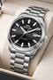 Automatic Mechanism Steel Cord, Steel Case Men Wristwatch Wrist Bracelet Gift Silver-Black - 2