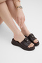 Women's Brown Comfortable Fit Slippers with Logo Detail - 3