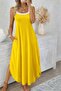 Women's Rope Strap Round Neck Long Viscose Dress with Pockets - 2