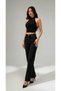 Black Lycra High Waist Palazzo Wide Leg Jean Trousers - 3