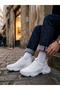 White Laceless Comfortable Lightweight High Sole Men's Sports Half Ankle Boots Tge230552 - 3