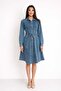 Snap Detailed Belted Long Sleeve Denim Dress - 2