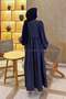 Balloon Sleeve Layered Summer Dress Dark Blue - 4