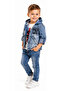 Boys' Legacy Text Patterned Denim Shirt T-Shirt Trousers Blue Color Three-Piece Set - 2