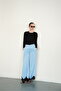 Satin Trousers with Lace Cuffs - Blue |   D2969 - 2