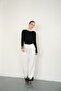 Satin Trousers with Lace Cuffs - Cream |   D2969 - 3