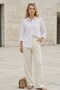 Women's White Shirt Plain Embroidery Detailed Long Sleeve Oversize Stylish Daily Smart Casual Blouse -Women's Shirt - 6