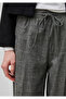 Women's gray cotton blend plaid patterned drawstring waist trousers - 5