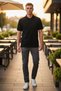 Regular Fit Cut Plain Polo Collar Short Sleeve T-Shirt
