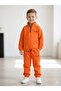 Boy's Orange Half-Zipper Embroidered Detailed Tracksuit Set - La Ciel Paris