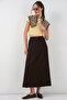 Women's Elastic Waist Long Skirt 8072 - Brown