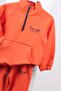 Boy's Orange Half-Zipper Embroidered Detailed Tracksuit Set - La Ciel Paris - 4