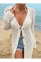 Openwork Beach Kimono Sleeves Front Buttoned Women's Jacket Dress - 4