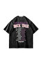 Freedom Rock Tour Printed Oversize Unisex Washable Black Tshirt