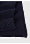 Boy's navy blue wool and viscose blend logo embroidered scarf - 3