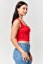 Women Square Neck Sleeveless Plain Tank Top, Red - 3