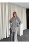 Khaki Trousers Kimono Set with Insert Detail - 8009 - 3