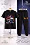 Children's Goku Phone Headset Sitting Printed T-Shirt Tracksuit Set