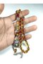 Wolf Headed German Silver Tassel Combination with Silver Nakkaş Imame Clasp Amber - 4