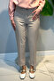 Plus Size Women's Slit Detail Ankle Length Fabric Trousers 07 Beige - 2