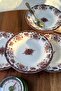Antique Rose 4-Piece Porcelain Jam Bowl / Snack Bowl with Burgundy Coffee Flower Pattern, 4 Pieces - 2