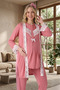 New Season Pomegranate Flower Lace Detailed Summer Design Buttoned Maternity Pajama Set - 6