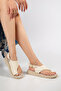Bianca Women's Flip-Flops with Hardsole Genuine Leather Beige Slippers - 2
