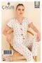 Çağrı Women's 100% Cotton Ribbed Short Sleeve Buttoned Front Pajama Set - 2