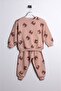 Boy's Comfortable Fit Tracksuit Set with Brown Bear Figure - Three Thread Seasonal Set - 3