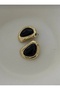 Xuping Vintage Amorphous Forged Metal Earrings - Non-Tarnishing Gold Framed Black Stone Modern Design Earrings - 3
