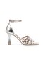 Silver Lame High Heel Evening Dress Shoes Multi-Strap Heeled Sandals Thinex - 5