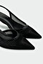 Scoby Women's Black Heeled Shoes with Mesh Detail - 2