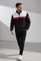 Men's Black Seasonal Jacket with Stand Collar and Stripe Detail, Casual - 3