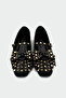 Jetson Staple Detailed Black Bow Ballerina Flats