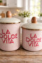 Set of 2 Enamel Jars |   12-15 cm Stylish Kitchen Jar with Wooden Handle, Vacuum Silicone Lid - 4