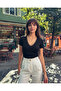 V-Neck Lace Crop Top - 2