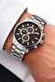 Boris Steel Men's Watch Round Silver Case Black Dial Silver Band Men Wristwatch - 3
