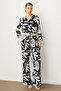 Monochrome Patterned Stylish Design Women's Shirt with Sleeve Detail