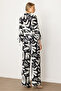 Monochrome Patterned Stylish Design Women's Shirt with Sleeve Detail - 6