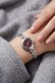 Bonise Luxury Women's Wristwatch – Silver Round Case Burgundy Dial Steel Band Women's Watch - 6