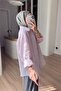 Layered Striped Shirt on the Front - Pink - 2