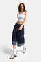 Women's Indigo Selvedge 7S6-50 Baggy Fit Maxi Length Special Design Denim Bermuda Shorts - 5