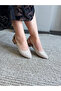 Women's dolly beige suede stone detailed daily flat shoes - 6