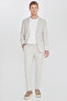 Cotton Slim Fit Slim Fit Mono Collar Diagonal Patterned Flap Pocket Beige Suit