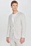 Cotton Slim Fit Slim Fit Mono Collar Diagonal Patterned Flap Pocket Beige Suit - 4
