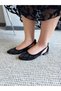 Women's Dolly Black Suede Stone Detailed Casual Ballerinas - 3