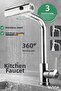 Kitchen Faucet 3 Functions 360 °   Swivel Extension Faucet with Stainless Steel Pull-Out Shower Head