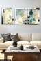Blue Flower 3 Piece Plexi Mirrored Table with Gold Leaf Detail - 2